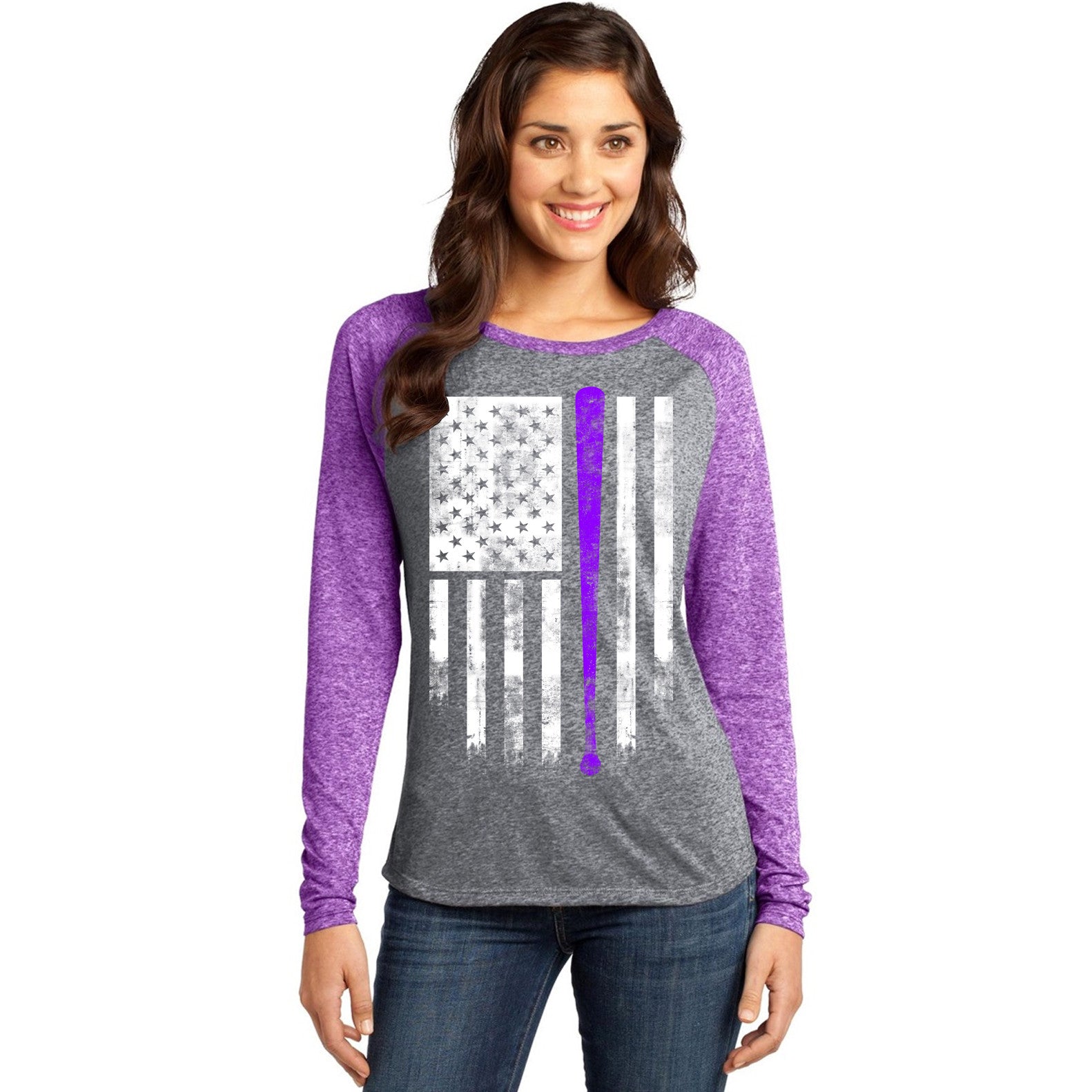 America's Pastime Purple and Grey Baseball Shirt